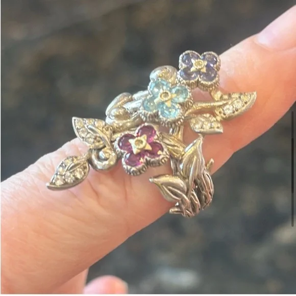 BARBARA BIXBY LOTUS FLOWER RING STERLING 925 RHODOLITE IOLITE TOPAZ GEMS 7.5 EUC - Picture 6 of 16